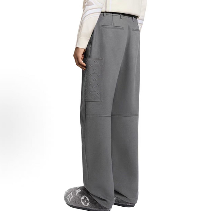 louis vuitton embossed detail straight leg utility trousers
